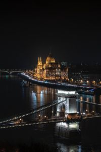 Preview wallpaper bridge, night city, city lights, budapest, hungary