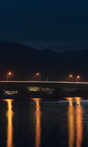 Preview wallpaper bridge, night city, city lights, lights, lighting