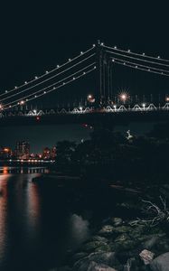 Preview wallpaper bridge, night city, city lights, architecture, illumination