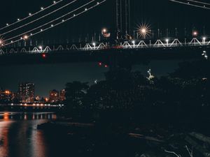 Preview wallpaper bridge, night city, city lights, architecture, illumination