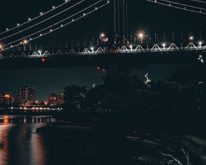 Preview wallpaper bridge, night city, city lights, architecture, illumination