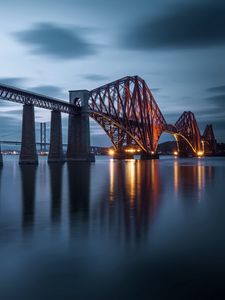 Preview wallpaper bridge, night city, illumination, architecture