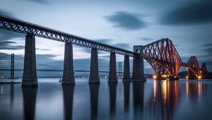 Preview wallpaper bridge, night city, illumination, architecture