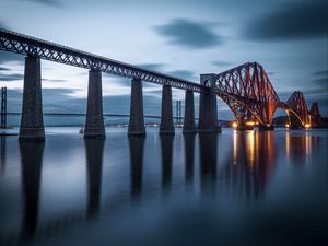 Preview wallpaper bridge, night city, illumination, architecture