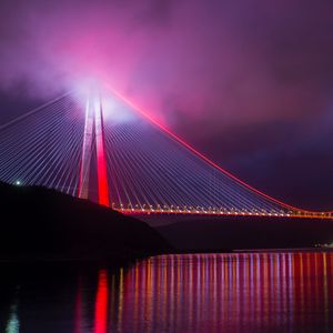 Preview wallpaper bridge, night city, lighting, design, turkey