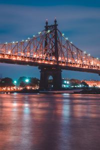 Preview wallpaper bridge, night city, lighting, city lights, new york, usa