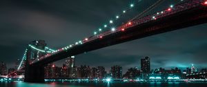 Preview wallpaper bridge, night city, lights, city lights, brooklyn, usa