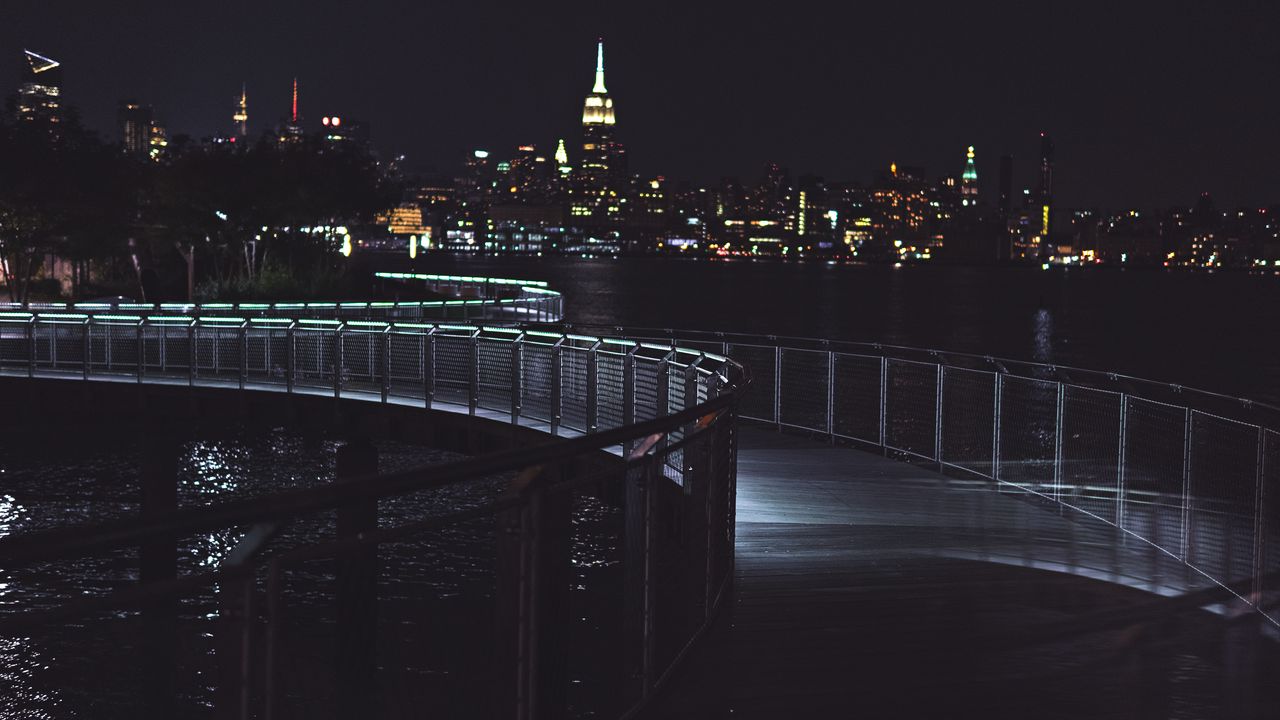 Wallpaper bridge, night city, night
