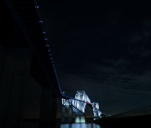 Preview wallpaper bridge, night, dark, backlight, architecture