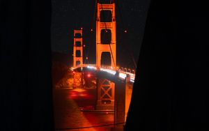 Preview wallpaper bridge, night, dark, architecture, lights