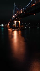 Preview wallpaper bridge, night, dark, lights, reflection