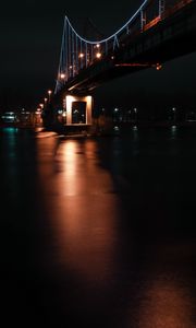 Preview wallpaper bridge, night, dark, lights, reflection