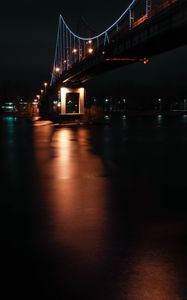 Preview wallpaper bridge, night, dark, lights, reflection