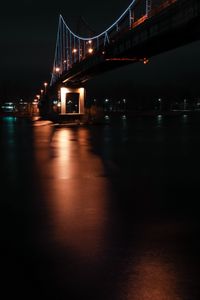 Preview wallpaper bridge, night, dark, lights, reflection