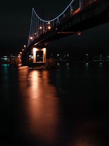 Preview wallpaper bridge, night, dark, lights, reflection