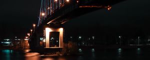 Preview wallpaper bridge, night, dark, lights, reflection
