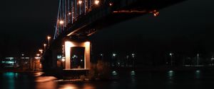 Preview wallpaper bridge, night, dark, lights, reflection