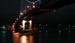 Preview wallpaper bridge, night, dark, lights, reflection