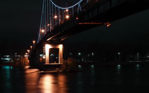Preview wallpaper bridge, night, dark, lights, reflection