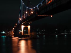 Preview wallpaper bridge, night, dark, lights, reflection
