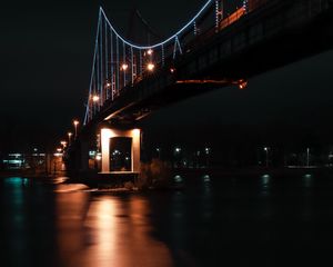 Preview wallpaper bridge, night, dark, lights, reflection