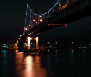 Preview wallpaper bridge, night, dark, lights, reflection