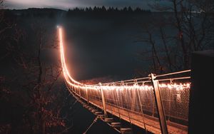 Preview wallpaper bridge, night, fog, trees