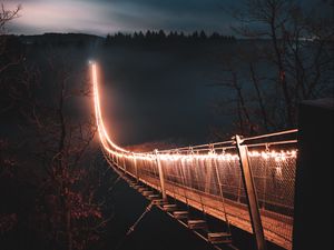 Preview wallpaper bridge, night, fog, trees