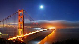 Preview wallpaper bridge, night, lights, san francisco, california, usa