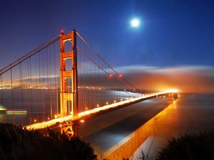 Preview wallpaper bridge, night, lights, san francisco, california, usa