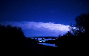 Preview wallpaper bridge, night, starry sky, clouds