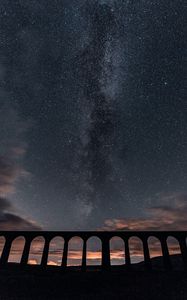 Preview wallpaper bridge, night, starry sky, stars, dark