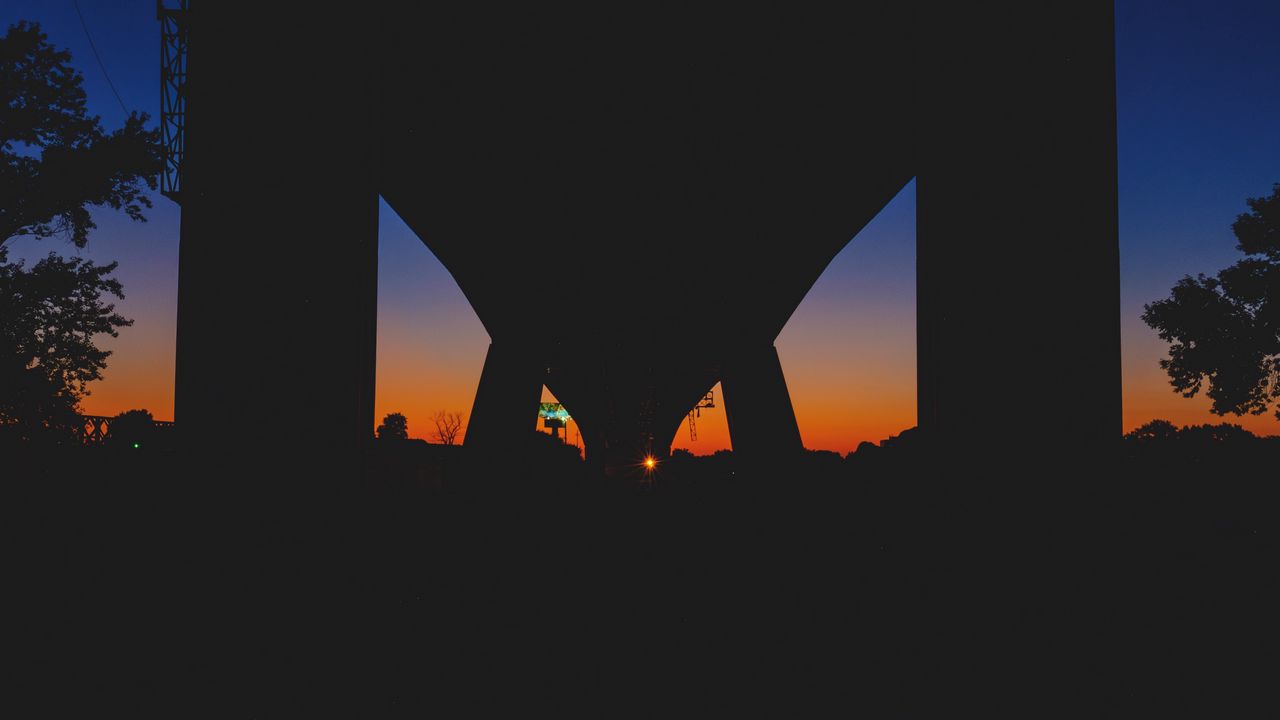 Wallpaper bridge, night, sunset