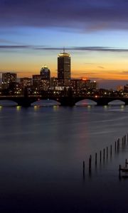 Preview wallpaper bridge, pier, evening, home