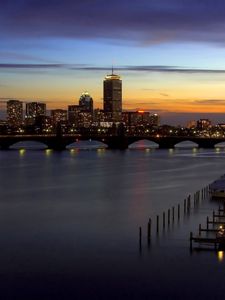 Preview wallpaper bridge, pier, evening, home