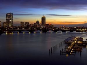 Preview wallpaper bridge, pier, evening, home