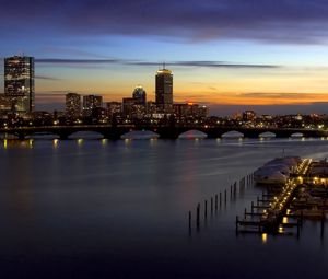 Preview wallpaper bridge, pier, evening, home