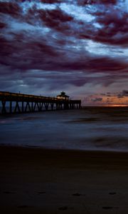 Preview wallpaper bridge, pier, sunset, evening