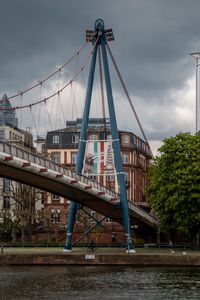 Preview wallpaper bridge, pilings, houses, river