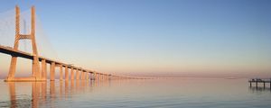 Preview wallpaper bridge, pilings, reflections, sea, sky