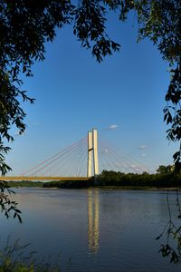 Preview wallpaper bridge, pilings, river, trees, leaves