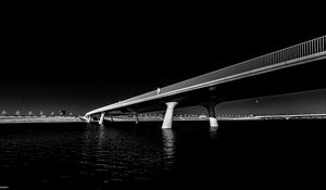 Preview wallpaper bridge, pilings, river, black and white