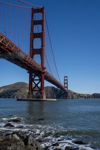 Preview wallpaper bridge, pilings, river, hills