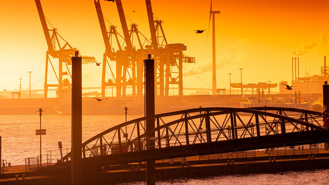 Wallpaper bridge, pilings, sea, twilight