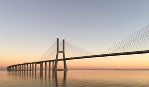 Preview wallpaper bridge, pilings, sea, sunrise