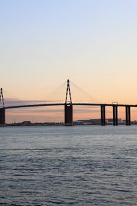 Preview wallpaper bridge, pilings, sea, sunrise, nature