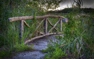 Preview wallpaper bridge, plants, grass, landscape