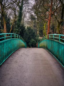 Preview wallpaper bridge, railings, trees, view