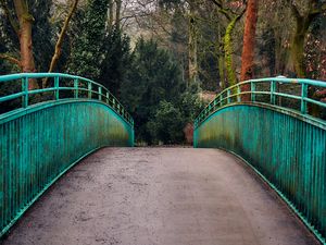 Preview wallpaper bridge, railings, trees, view