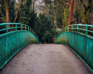 Preview wallpaper bridge, railings, trees, view